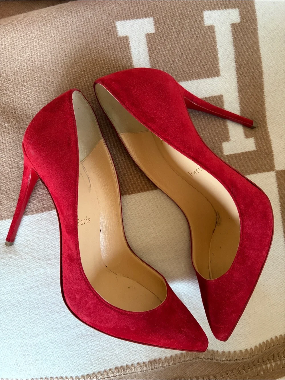 Christian Louboutin Red Suede Pigalle 100 - Picture 4 of 5